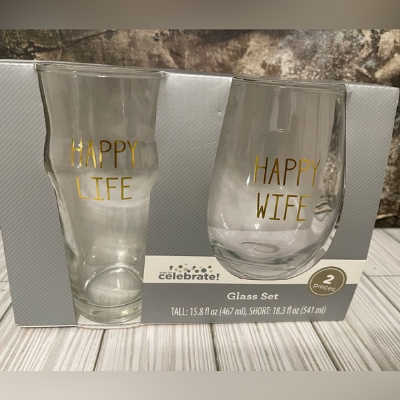 Brand New: Happy Wife Happy Life, 2 Piece Glassware - Picture 4 of 5
